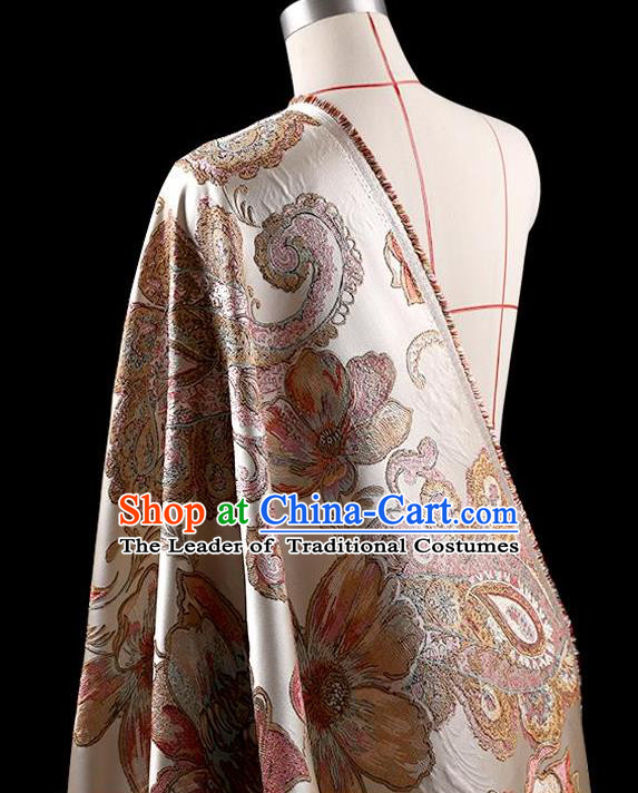 Traditional Asian Chinese Handmade Embroidery Flower Jacquard Weave Coat Silk Tapestry Fabric Drapery, Top Grade Nanjing Brocade Ancient Costume Cheongsam Cloth Material