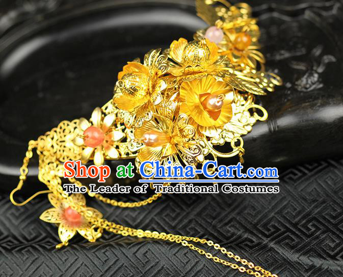 Chinese Ancient Style Hair Jewelry Accessories Hairpins xiuhe Suit Headwear Headdress Hair Fascinators for Women