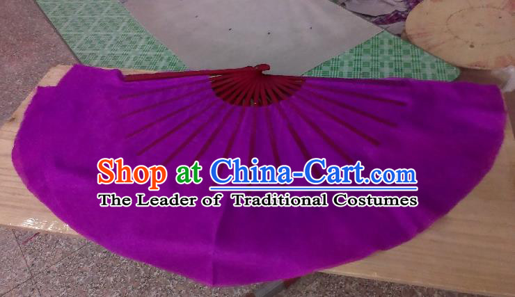 Pure Silk Traditional Chinese Fans Oriental Purple Ribbon Fan Folk Dance Cultural Yangko Dance Hand Fan