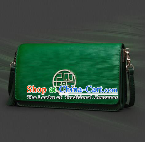 Traditional Handmade Asian Chinese Element Messenger Bags Shoulder Bag National Green Handbag for Women