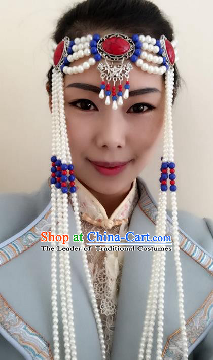 Traditional Chinese Mongol Nationality Dance Costume Mongols Folk Dance Pleated Skirt Mongolian Minority Costume and headwear