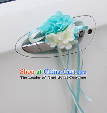 Top Grade Wedding Accessories Blue ang White Pincushion Decoration, China Style Wedding Car Ornament Flowers Bride Long Ribbon Garlands