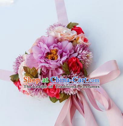 Top Grade Wedding Accessories Decoration, China Style Wedding Car Bowknot Colorful Rose Flowers Ribbon Garlands Ornaments
