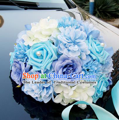 Cheap DIY Wedding Car Flower Decoration Artificial Flowers Garland Ornament  Rose Ribbons Decor for