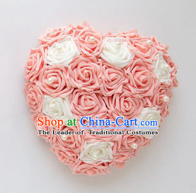 Top Grade Wedding Accessories Crystal Decoration, China Style Wedding Heart-shaped Car Ornament White and Pink Flowers Garland