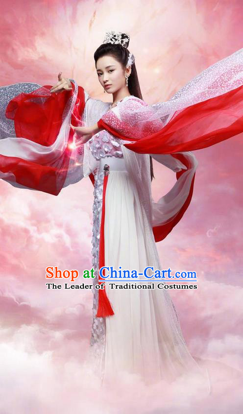 Traditional Ancient Chinese Imperial Princess Dress Clothing, Chinese Ancient Swordswoman Fairy Costume and Headpiece Complete Set