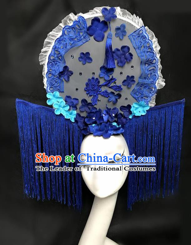 Top Grade Chinese Theatrical Headdress Ornamental Flowers Floral Hair Accessories, Ceremonial Occasions Handmade Traditional Manchu Princess Tassel Headdress for Women