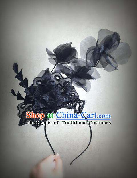 Top Grade Chinese Theatrical Luxury Headdress Ornamental Silk Flower Hair Clasp, Halloween Fancy Ball Ceremonial Occasions Handmade Headwear for Women