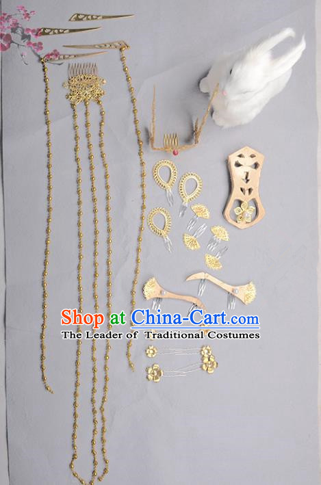 Traditional Handmade Chinese Ancient Classical Hair Accessories Bride Wedding Tassel Hair Comb, Xiuhe Suit Hair Jewellery Hair Fascinators Hairpins for Women