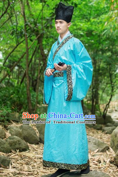 Traditional Chinese Han Dynasty Nobility Childe Hanfu Costume, China Ancient Scholar Clothing for Men