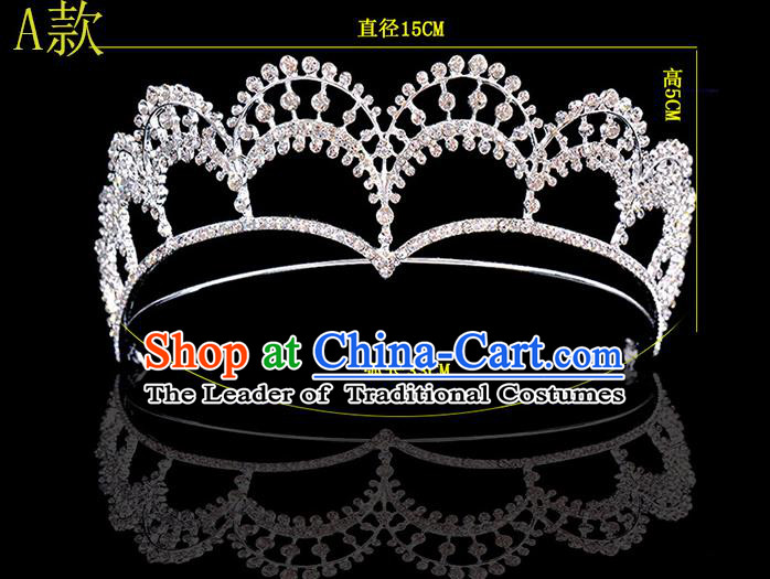 Top Grade Handmade Chinese Classical Hair Accessories Baroque Style Crystal Princess Wedding Royal Crown, Bride Hair Sticks Hair Jewellery Hair Coronet for Women