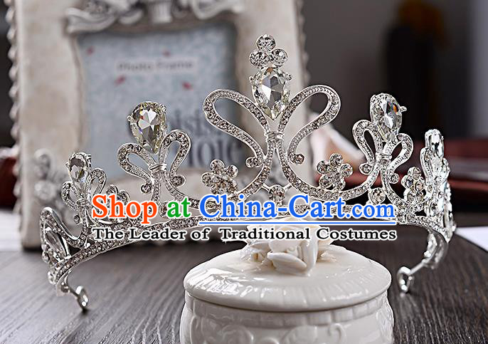 Top Grade Handmade Chinese Classical Hair Accessories Baroque Style Crystal Wedding Royal Crown, Bride Princess Hair Jewellery Hair Coronet for Women