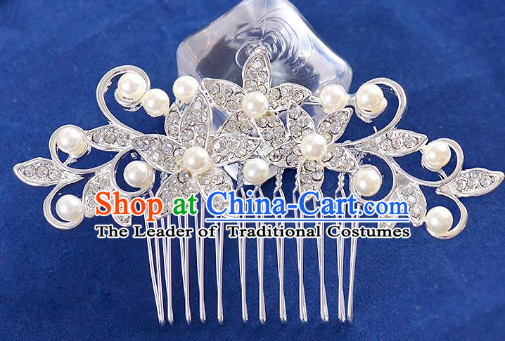 Top Grade Handmade Chinese Classical Hair Accessories Princess Wedding Crystal Pearl Hair Comb Hair Stick Headband Bride Headwear for Women