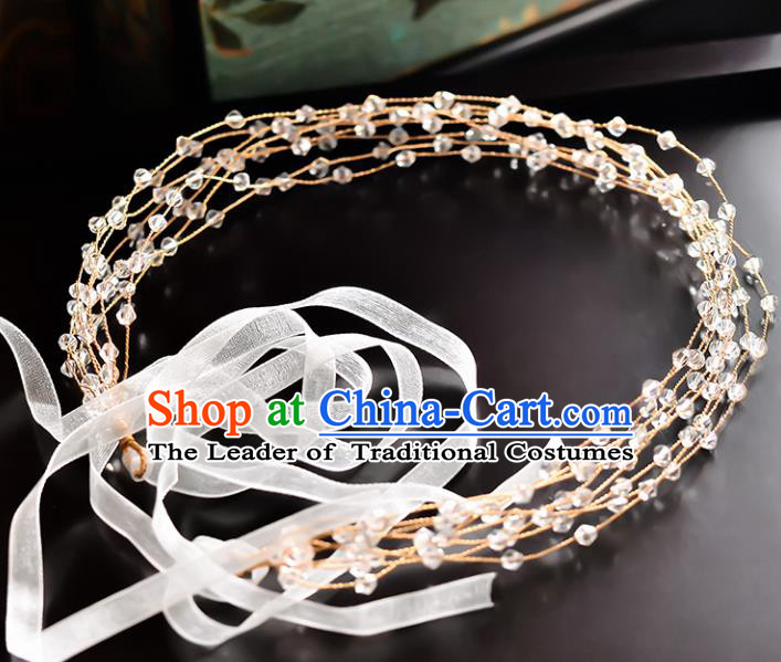 Top Grade Handmade Chinese Classical Hair Accessories Princess Wedding Crystal Beads Hair Clasp Headband Bride Headwear for Women