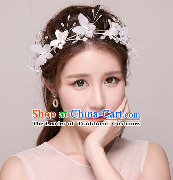 Top Grade Handmade Chinese Classical Hair Accessories Princess Wedding Silk Butterfly Hair Clasp Headband Bride Headwear for Women