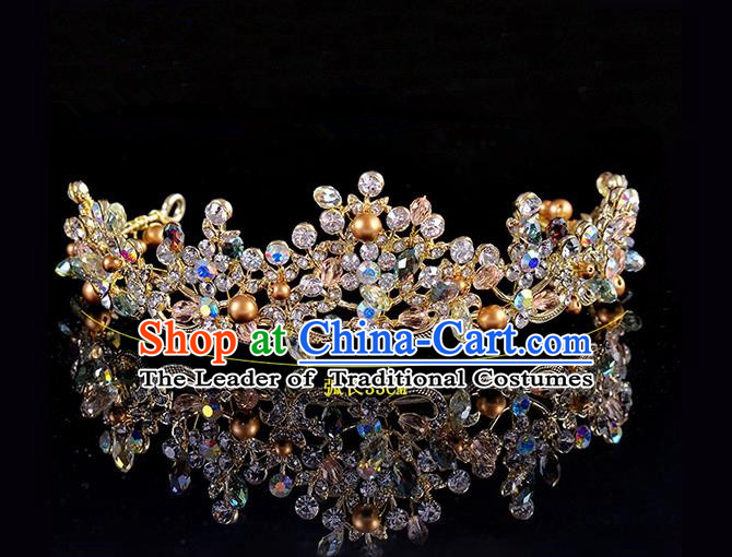 Top Grade Handmade Hair Accessories Baroque Style Palace Princess Wedding Crystal Vintage Royal Crown, Bride Hair Kether Jewellery Imperial Crown for Women