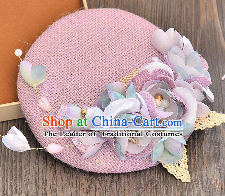 Top Grade Handmade Chinese Classical Hair Accessories Princess Wedding Purple Flower Hat Top Hat Bride Headwear for Women
