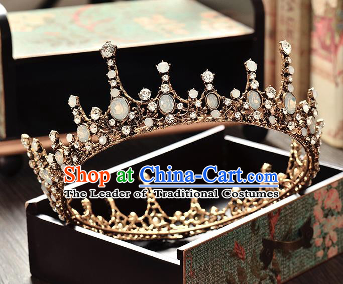 Top Grade Handmade Hair Accessories Baroque Style Palace Princess Wedding Crystal Opal Vintage Round Royal Crown, Bride Hair Kether Jewellery Imperial Crown for Women