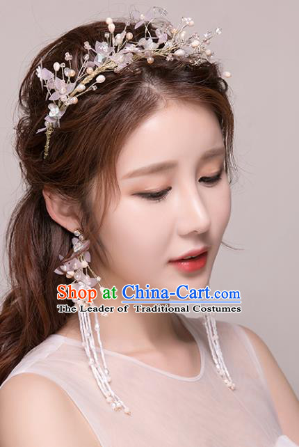 Top Grade Handmade Hair Accessories Baroque Style Wedding Princess Full Dress Pink Silk Flower Crystal Royal Crown, Bride Toast Hair Kether Jewellery Imperial Crown for Women