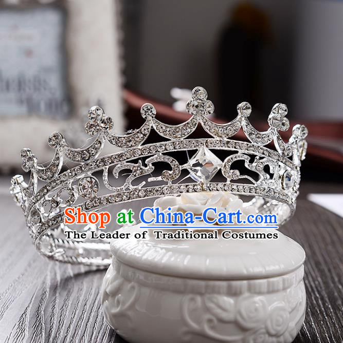 Top Grade Handmade Hair Accessories Baroque Luxury Crystal Round Royal Crown, Bride Wedding Hair Kether Jewellery Princess Imperial Crown for Women