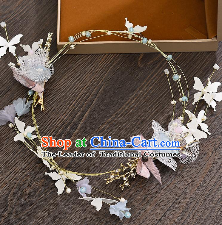 Top Grade Handmade Chinese Classical Hair Accessories Princess Wedding Baroque Silk Bowknot Hair Clasp Bride Headband Headwear for Women