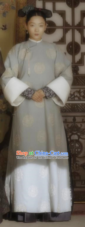 Story of Yanxi Palace Traditional Ancient Chinese Qing Dynasty Manchu Princess Costume, Chinese Mandarin Las Meninas Embroidered Dress Clothing for Women