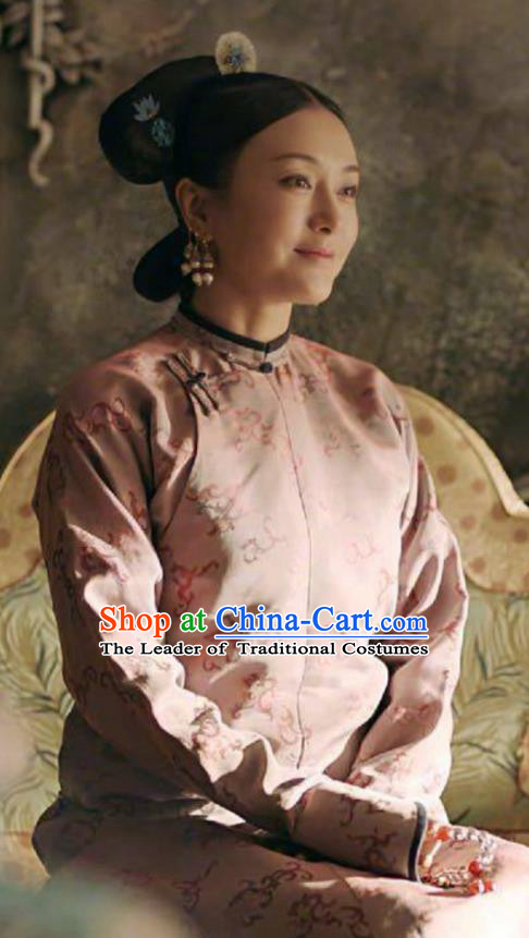 Story of Yanxi Palace Traditional Ancient Chinese Qing Dynasty Manchu Imperial Princess Costume, Chinese Mandarin Man Nationality Empress Embroidered Dress Clothing for Women