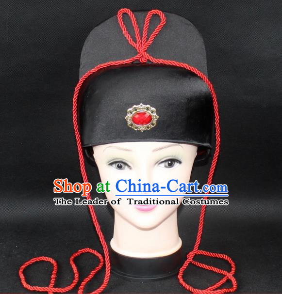 Traditional China Beijing Opera Young Men Hair Accessories Imperial Bodyguard Headwear, Ancient Chinese Peking Opera Niche Hat