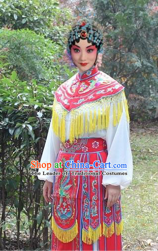 Traditional China Beijing Opera Hua Tan Costume Imperial Princess Embroidered Robe, Ancient Chinese Peking Opera Female Diva Embroidery Dress Red Clothing