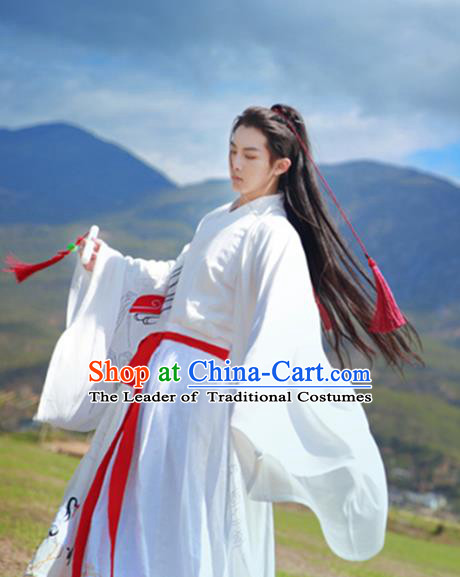 Traditional Ancient Chinese Young Lady Costume Wide Sleeve Cardigan, Elegant Hanfu Clothing Chinese Jin Dynasty Imperial Princess Tailing Embroidered Dress Clothing for Women