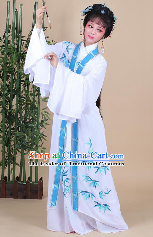 Traditional China Beijing Opera Young Lady Hua Tan Costume Female Dance Clothing, Ancient Chinese Peking Opera Diva Embroidery Bamboo Leaf Dress