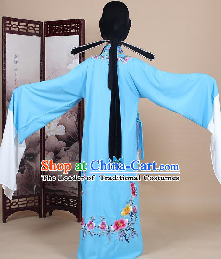 Traditional China Beijing Opera Niche Costume Gifted Scholar Embroidered Robe and Hat Ancient Chinese Peking Opera Embroidery Clothing