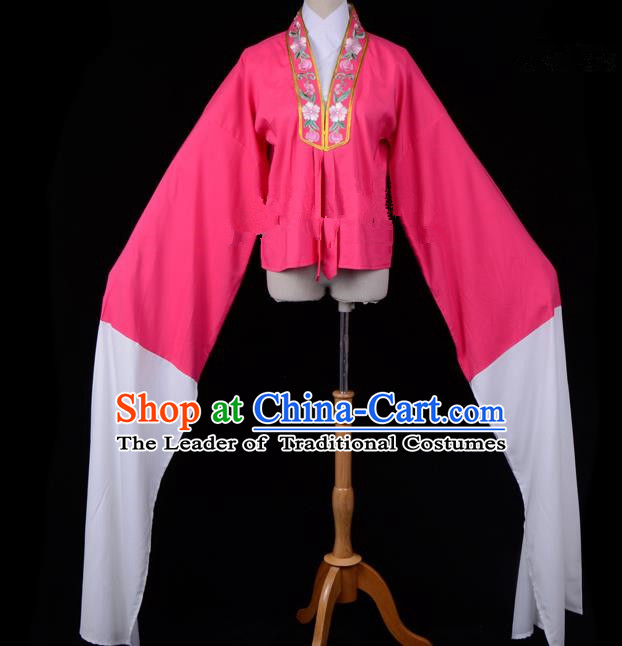 Traditional China Beijing Opera Young Lady Hua Tan Costume Princess Embroidered Rosy Blouse, Ancient Chinese Peking Opera Diva Embroidery Water Sleeve Clothing