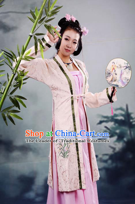 Traditional Chinese Ming Dynasty Imperial Princess Costume Embroidery BeiZi, China Ancient Hanfu Fairy Dress Nobility Lady Clothing for Women