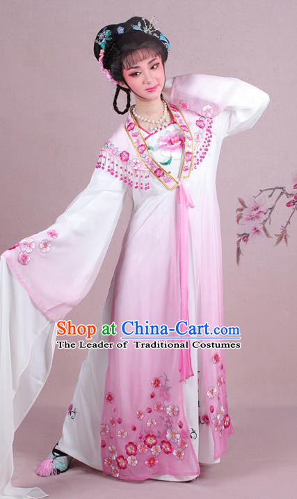Traditional China Beijing Opera Young Lady Costume Embroidered Pink Fairy Dress, Ancient Chinese Peking Opera Diva Embroidery Plum Blossom Clothing