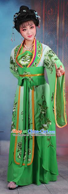Traditional China Beijing Opera Palace Lady Hua Tan Costume Green Embroidered Dress, Ancient Chinese Peking Opera Diva Princess Embroidery Clothing