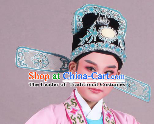 Traditional China Beijing Opera Young Men Hair Accessories Scholar Headwear, Ancient Chinese Peking Opera Niche Hat