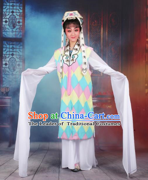 Traditional China Beijing Opera Taoist Nun Costume Woman Dress, Ancient Chinese Peking Opera Buddhist Clothing