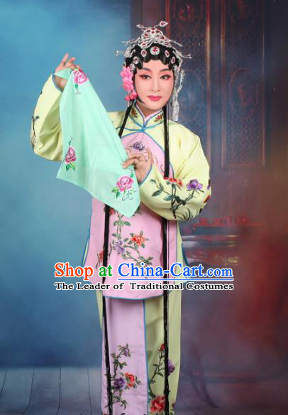 Top Grade Professional Beijing Opera Young Lady Costume Servant Girl Pink Embroidered Clothing, Traditional Ancient Chinese Peking Opera Maidservants Embroidery Clothing