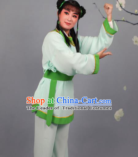 Top Grade Professional Beijing Opera Livehand Green Costume, Traditional Ancient Chinese Peking Opera Lad Boy Book Clothing