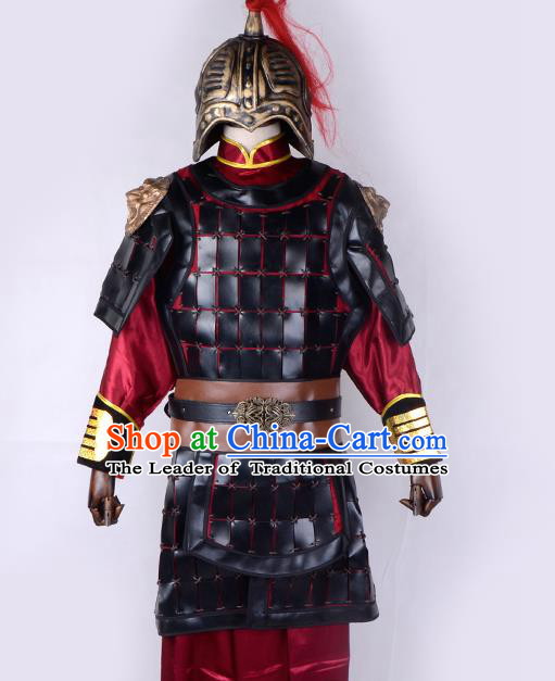 Traditional China Beijing Opera Takefu General Corselet Costume and Headwear Complete Set, Ancient Chinese Peking Opera Wu-Sheng Military Officer Warrior Armour Clothing