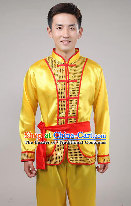 Traditional Chinese classical Yangge Fan Dancing Costume Modern dancing Dress Clothing and Headwear