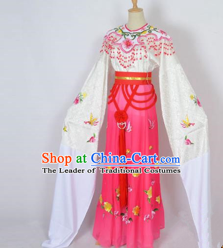 Traditional Chinese Professional Peking Opera Shaoxing Opera Embroidery Costume, China Beijing Opera Female Diva Clothing Zhu Yingtai Rosy Long Robe Dress
