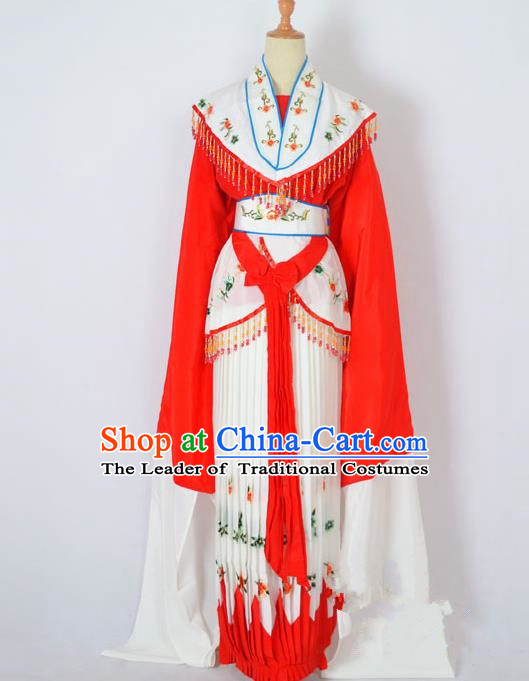 Traditional Chinese Professional Peking Opera Nobility Lady Costume Red Dress, China Beijing Opera Shaoxing Opera Embroidery Diva Hua Tan Dress Clothing