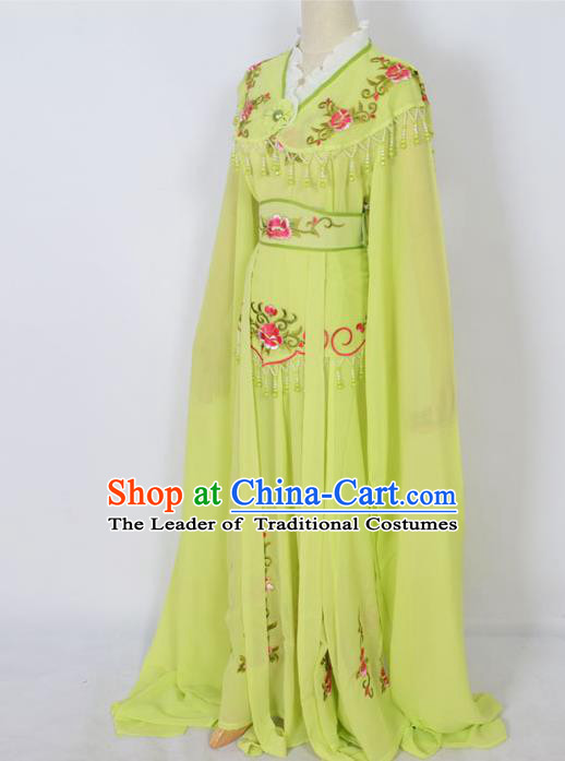 Traditional Chinese Professional Peking Opera Young Lady Costume Green Embroidery Dress, China Beijing Opera Diva Hua Tan Embroidered Clothing