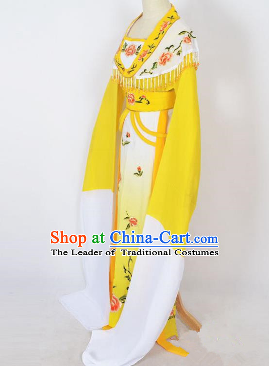 Traditional Chinese Professional Peking Opera Young Lady Princess Costume Yellow Embroidery Dress, China Beijing Opera Diva Hua Tan Embroidered Clothing