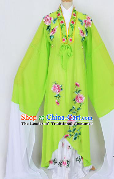 Traditional Chinese Professional Peking Opera Diva Princess Costume Embroidery Green Mantel, China Beijing Opera Hua Tan Young Lady Embroidered Clothing