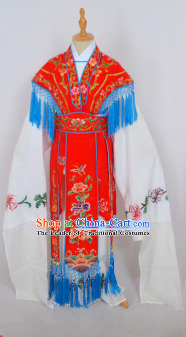 Traditional Chinese Professional Peking Opera Princess Costume Red Embroidery Dress, Children China Beijing Opera Diva Hua Tan Embroidered Red Clothing