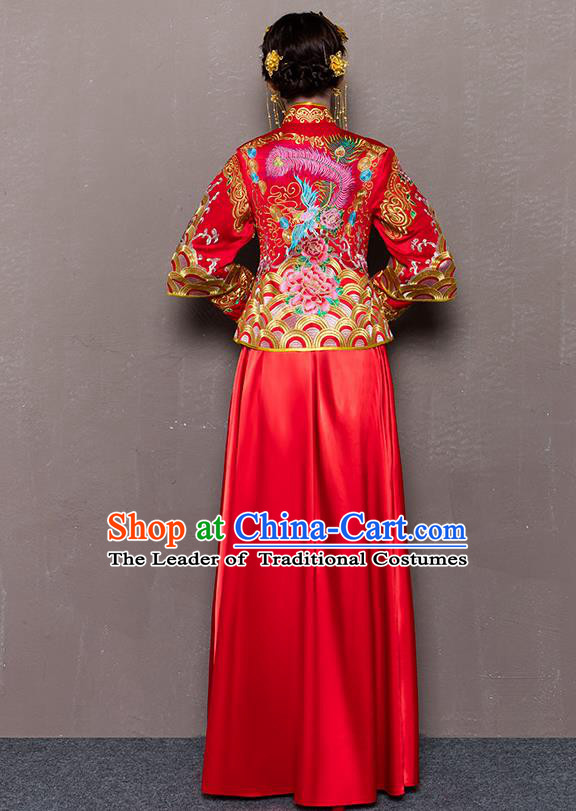 Traditional Chinese Wedding Costumes Traditional Xiuhe Suits Wedding Bride Dress Ancient Chinese bridal hair Accessory Headwear
