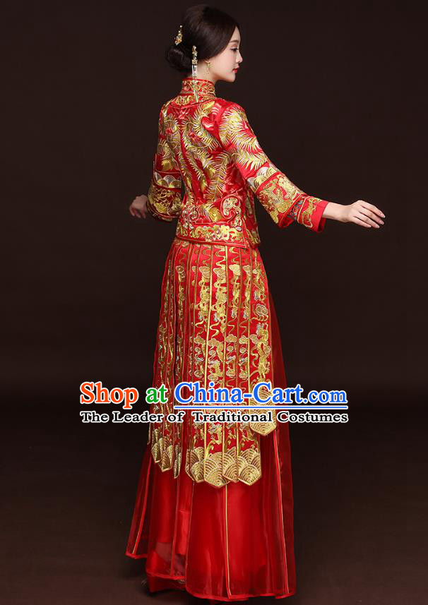 Traditional Chinese Wedding Costumes Traditional Xiuhe Suits Wedding Bride Dress Ancient Chinese bridal hair Accessory Headwear